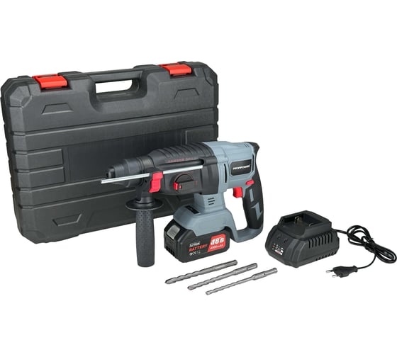 Аккумуляторный перфоратор беcщеточный Profipower MKDHR-18V (Li-ion-1шт, 4.0Ач, 1,9Дж, 3 режима, З/У, кейс) T0058