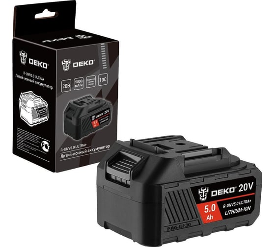 Аккумулятор DEKO R-UNV5.0 ULTRA+, Li-ion, 20В, 5.0А*ч, с повышенной токоотдачей 083-1018 1