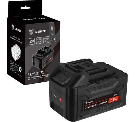 Аккумулятор DEKO R-UNV6.0 ULTRA+, Li-ion, 20В, 6.0А*ч, с повышенной токоотдачей 083-1019 1