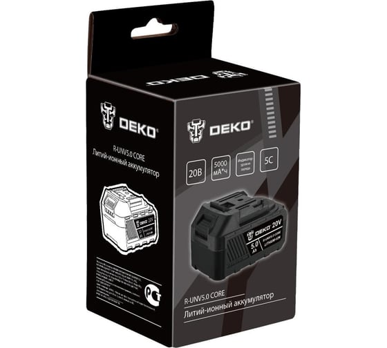 Аккумулятор DEKO R-UNV5.0 CORE, Li-ion, 20В, 5.0А*ч 083-1016