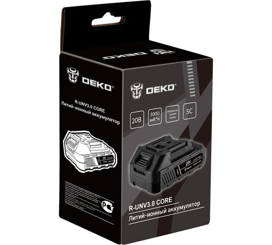 Аккумулятор DEKO R-UNV3.0 CORE, Li-ion, 20В, 3.0А_ч 083-1014