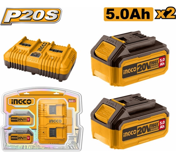 Набор аккумуляторов и зарядки INGCO Li-ion 5.0 Ач INDUSTRIAL FBCPK2425