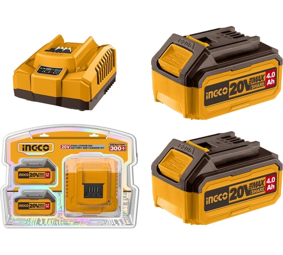 Набор аккумуляторов и зарядки INGCO Li-ion 4.0 Ач INDUSTRIAL FBCPK1424 1