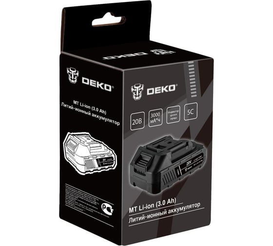 Аккумулятор DEKO MT Li-ion, 20В, 3.0А_ч, разъём UNV 084-1069