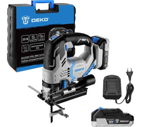 Аккумуляторный лобзик DEKO DKJS20V PRO в кейсе, 20В, 2x3.0Ач 085-1330