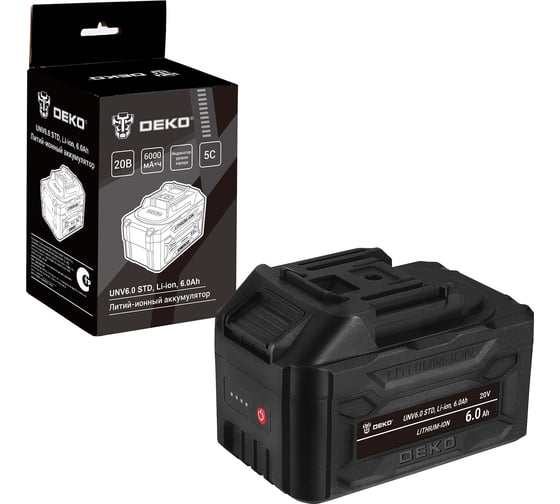 Аккумулятор DEKO UNV6.0 STD, Li-ion, 20В, 6.0Ач 085-1086 1