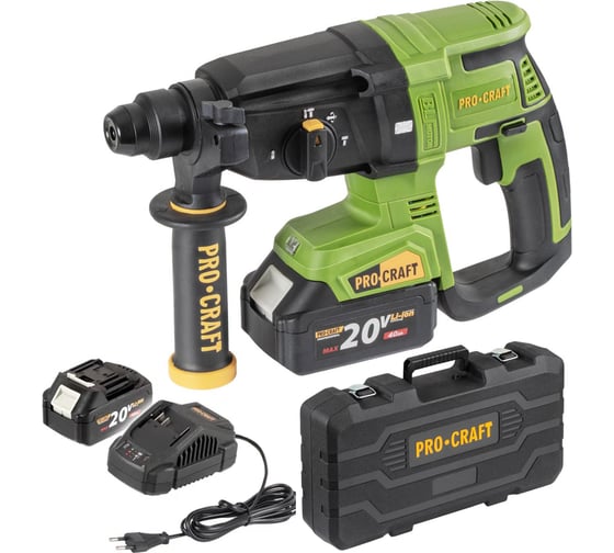 Перфоратор аккумуляторный бесщеточный PROCRAFT PHA40 20В 2,6 Дж (2 АКБ и ЗУ) Кейс PHA40 Li Set