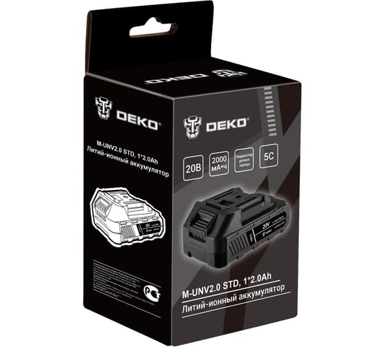 Аккумулятор DEKO M-UNV2.0 STD, Li-ion, 20В, 1x2.0Ач 081-1015