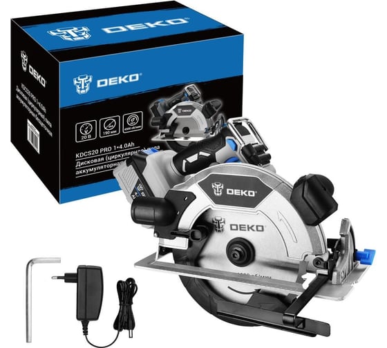 Дисковая (циркулярная) пила аккумуляторная DEKO KDCS20 PRO, 20В, 190мм, 1x4.0Ач 081-1060