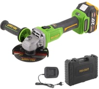Углошлифовальная машина PROCRAFT аккумуляторная 20В 125мм 3500/6000/8000 об/мин (АКБ 4АЧ+ЗУ) PWA220