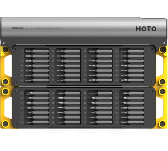Аккумуляторная отвёртка с набором бит HOTO SNAPBLOQ Electric Precision Screwdriver Master Set (56 предметов, серый, жёлтый, S-A01) HFE0025GL