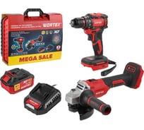 Набор аккумуляторного инструмента WORTEX ALL1 XLT SET: дрель-шуруповерт + ушм, в чемодане 956622 1329850