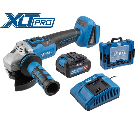 Аккумуляторная углошлифмашина BULL CSG 1812 R Xcase, XLTpro, бесщеточная, 125 мм, рег. об., 8000 об/мин, 1x4 Ач 1333859