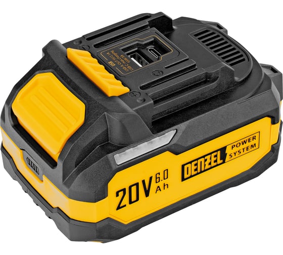 Батарея аккумуляторная Denzel BH-20-6.0, Li-Ion, USB, 20 В, 6.0 Ач 28446