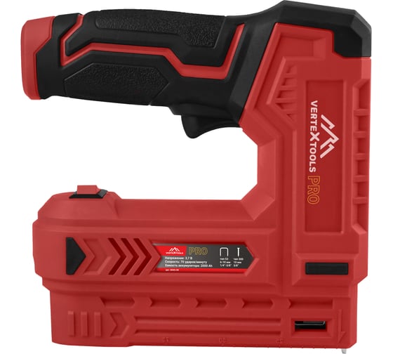 Степлер строительный Vertextools PRO аккумуляторный 2000 mAh, 2В1 (тип 53, 300) 0043-09