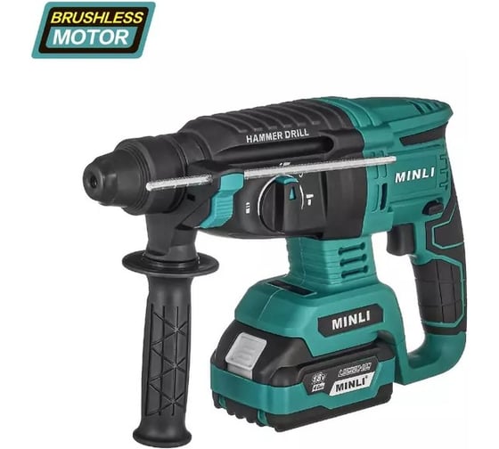 Бесщеточный аккумуляторный перфоратор MINLI 26мм. 2.0N.m Li-ion 18Vx2 / 4.0A DC2601