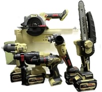 Набор аккумуляторного инструмента Fengbao 6в1, цепная пила FB-8205, циркулярная пила FB-150, шуруповерт FB-21-13, гайковерт FB-680, перфоратор FB-8020, УШМ FB-5230, с 4 АКБ(2x4,0Ач;2x6,0Ач) и 2 ЗУ, в кейсе FB-731