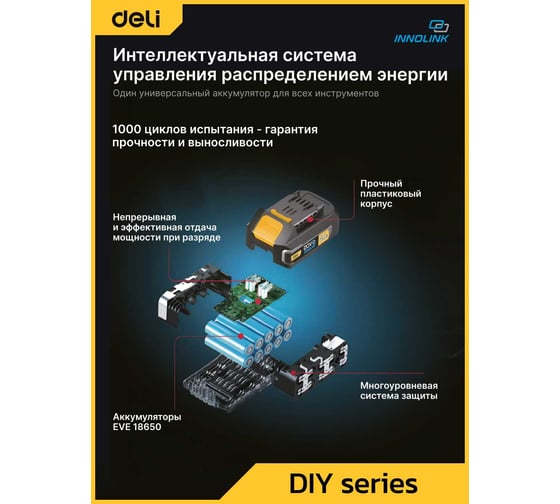Набор аккумулятор и зарядное устройство DELI Innolink DL-CM20A2E (2 Акб, 20Вх2Ач + ЗУ, Li-ion) 163047