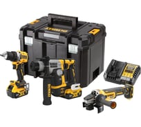 Аккумуляторный набор Dewalt DCK355P2T: дрель-шуруповерт DCD800 + перфоратор DCH172 + УШМ DCG405, 2 АКБ 5 Ач и ЗУ, в кейсе TSTAK DCK355P2T-QW