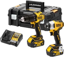 Аккумуляторный набор Dewalt DCK2062M2T, 18 В: ударная дрель-шуруповерт + ударный шуруповерт, с 2 АКБ 4 Ач и ЗУ, в кейсе TSTAK DCK2062M2T-QW