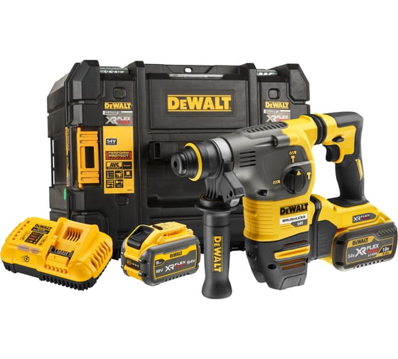 Аккумуляторный перфоратор Dewalt DCH333x2, 54 В, 3.5 Дж, 4480 уд/мин, с 2 АКБ 3 Ач и ЗУ, в кейсе TSTAK DCH333X2-QW