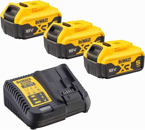 Набор Dewalt DCB115P3: 3 АКБ DCB184, Li-Ion, 18 В, 5 Ач и зарядное устройство DCB115, 12/14.4/18 В, 4 A DCB115P3-QW