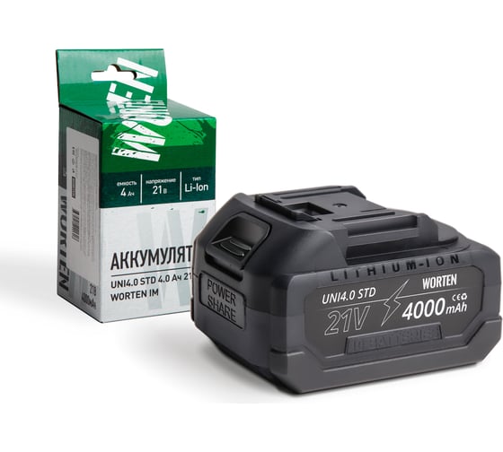 Аккумулятор WORTEN UNI4.0 STD, 4.0Ач 21В КА-90000502 1