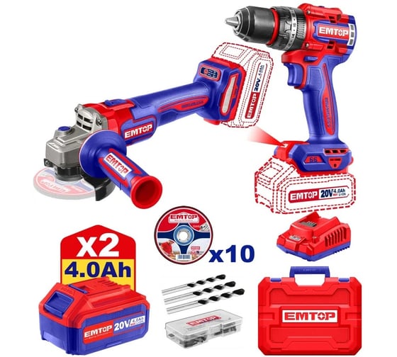 Набор аккумуляторных электроинструментов из 2 предметов EMTOP ECKL20273 1