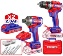 Набор аккумуляторных электроинструментов из 2 предметов EMTOP ECKL20277