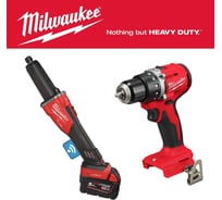 Набор: прямошлифмашина M18FDGROVB-502X + дрель-шуруповерт M18BLDDRC-0X (Инструмент в подарок) Milwaukee PT2509009