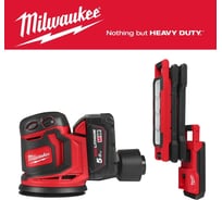 Набор: эксцентриковая шлифмашина M18BOS125-502B + светодиодный фонарь M18ABL-0 (Инструмент в подарок) Milwaukee PT2509012