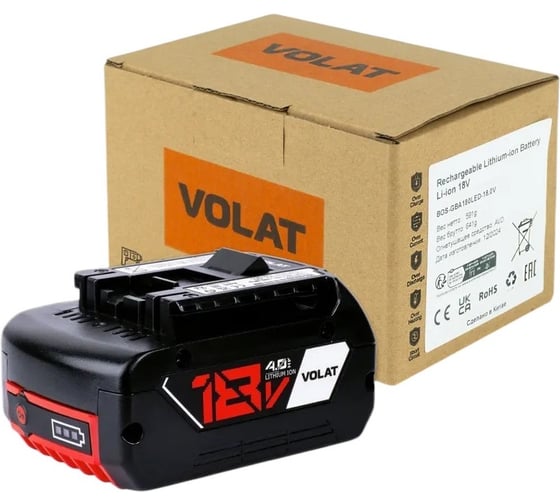 Аккумуляторная батарея VOLAT 18.0V 5.0AH, Li-ion, BOS-GBA180LED VT-BOS-GBA180-18.0V5.0AH 1