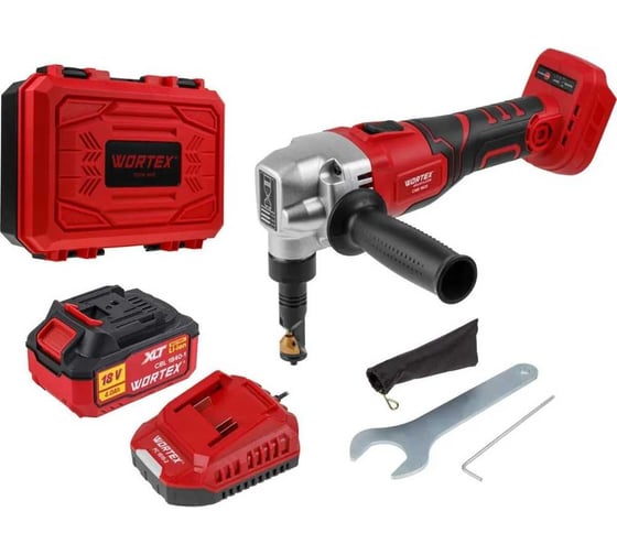 Аккумуляторные ножницы WORTEX высечные CNB 1825 XLT SET бесщеточные, 18В, 800-2300 ход/мин, до 2,5мм, 1х4Ач 1318929 1