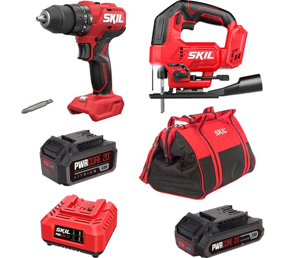 Аккумуляторная ударная дрель-шуруповерт SKIL HD6280+ JS8290 + набор SC0060+BY5197 +BG4127+ BY5196 9-1-038 1