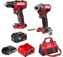 Аккумуляторная дрель-шуруповерт SKIL DL6293+ID6739+набор(ЗУ+Акб 2Ач)CB5197SE11+сумка BG3224+АКБ(4Ач)BY5196 9-1-034