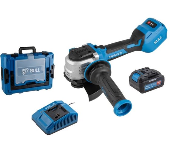 Аккуммуляторная углошлифмашина BULL CSG 1812-1 SR Xcase XLTpro 1x4 Ач , бесщет, 125 мм, рег. об., 10 000 об/мин 1333997 1