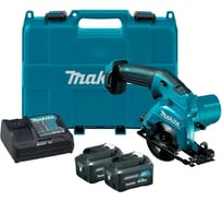 Пила дисковая Makita 10.8/12 В, 85 мм, 1500 об/мин, с 2 АКБ 4 Ач и ЗУ, в кейсе HS301DSME