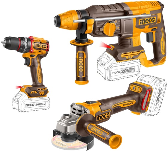 Набор аккумуляторного инструмента INGCO 3 шт 20В INDUSTRIAL COSLI241198 1