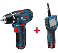 Набор электроинструментов: аккумуляторная смотровая камера Bosch GOS 10,8 V-LI + аккумуляторная дрель-шуруповерт Bosch GSR 10,8-2-LI 0.601.241.002