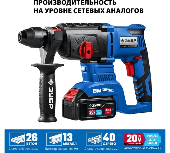 Бесщеточный перфоратор ЗУБР Профессионал 20В PB-260-42