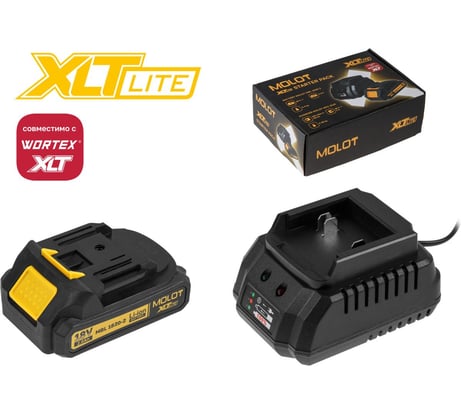 Комплект аккумулятор MOLOT 18В 2 Ач и зарядное устройство XLT Lite 2329089 ЦЗ-0786340800