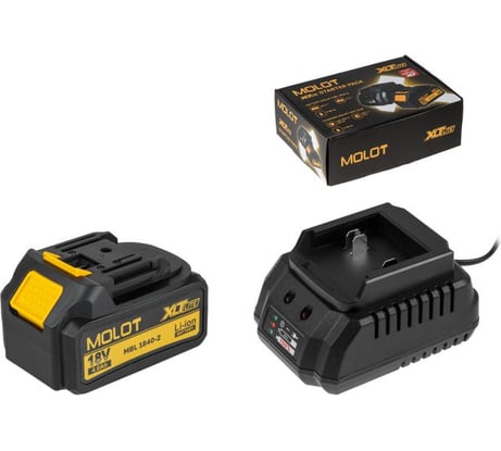 Комплект аккумулятор MOLOT 18В 4 Ач и зарядное устройство XLT Lite 2329090 ЦЗ-0167012370