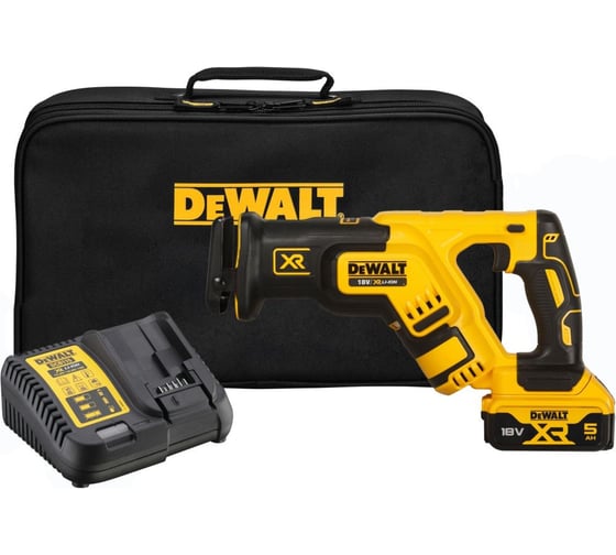 Аккумуляторная сабельная пила DEWALT DCS367P1, 18 В, 2900 ход/мин, 28.6 мм, с АКБ 5 Ач и ЗУ, в сумке DCS367P1-QW