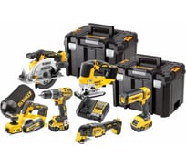 Аккумуляторный набор DEWALT DCK667P3T: дрель + пила + лобзик + рубанок + реноватор + фонарь, с 3 АКБ 5 Ач и ЗУ, в 2 кейсах TSTAK DCK667P3T-QW