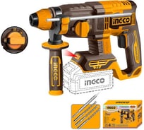 Аккумуляторный перфоратор INGCO 20В 2 Дж, б/щ (4) INDUSTRIAL CRHLI21228