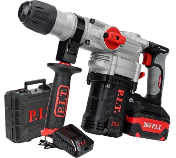 Перфоратор аккумуляторный бесщеточный P.I.T. SDS-Plus верт, 20В, 5,0Дж, 3реж, Ø26мм, 1х4Ач,ЗУ PBH20H-26A/1