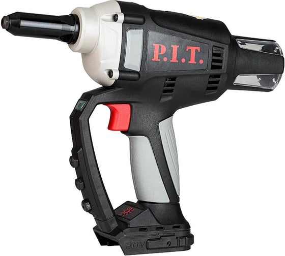 Пистолет заклёпочный аккумуляторный бесщёточный P.I.T. SOLO 20В, 20000 Н, ход 25мм, 2.4 - 4.8мм PRG20H-5A