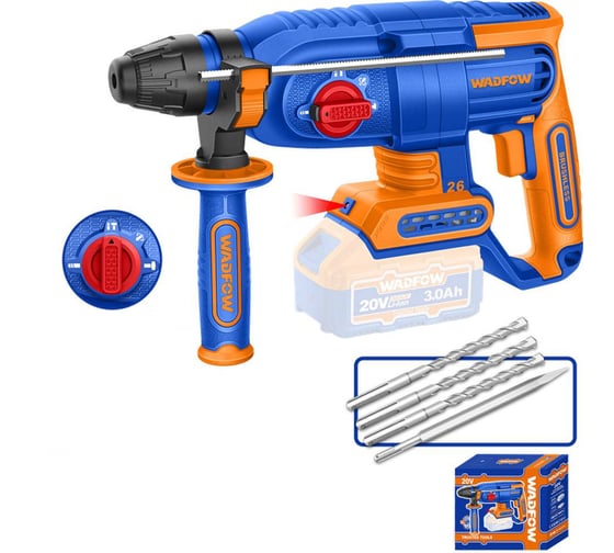 Перфоратор аккумуляторный WADFOW 20В 2.5 Дж, б/щ 4 WLM1526