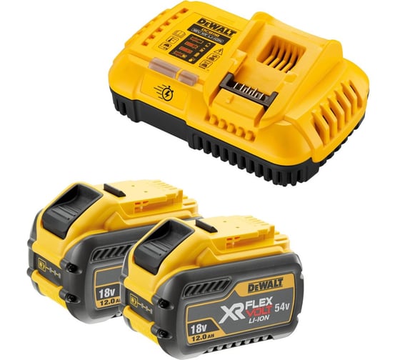 Набор Dewalt DCB118Y2: 2 АКБ DCB548, Li-Ion, 18/54 В, 12/4 Ач и быстрое зарядное устройство DCB118, 18/54 В, 8А DCB118Y2-QW