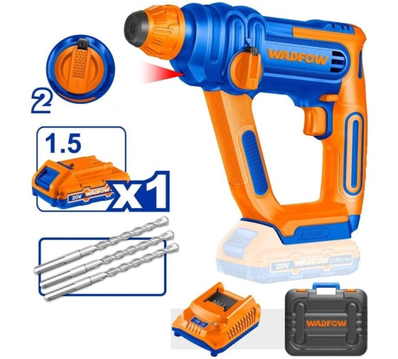 Перфоратор аккумуляторный WADFOW 20В 1.5 Дж 4 WLM1B162